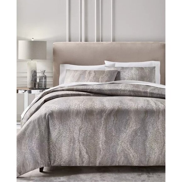 Hotel Collection Terra 3Pc Duvet Cover Set King Gray Taupe MSRP $550 - Picture 2 of 5